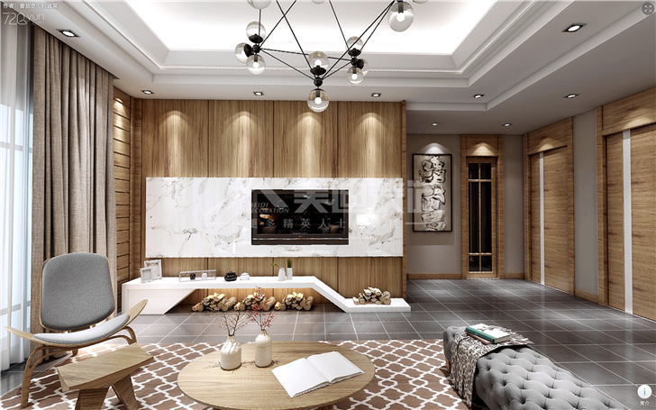 鈺龍?zhí)煜?17平簡歐風(fēng)裝修案例圖—客廳