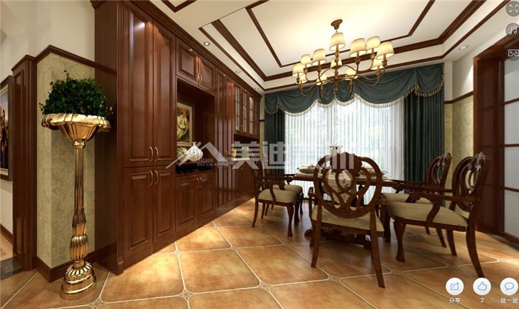 山水嘉園158平美式風(fēng)裝修案例圖—餐廳