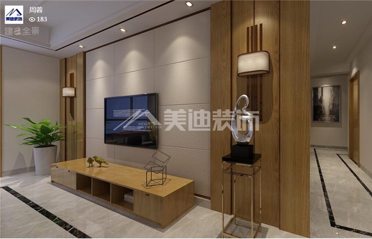 保利香檳國(guó)際111平現(xiàn)代風(fēng)裝修案例圖—客廳