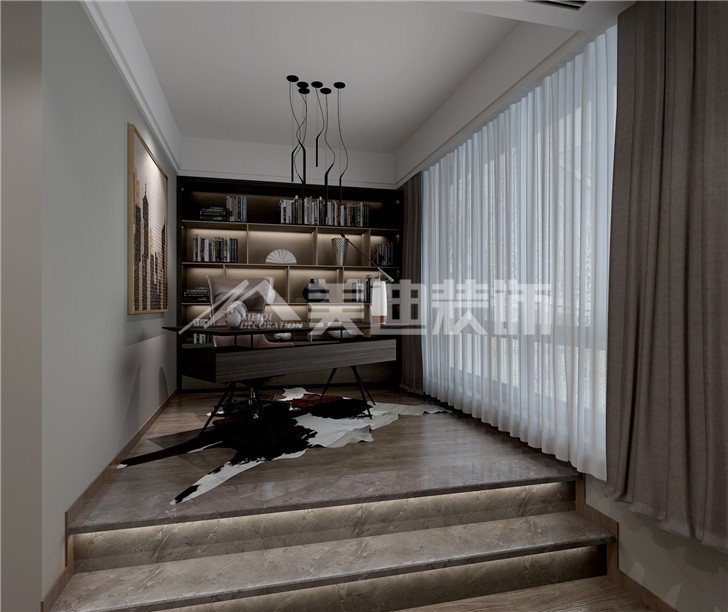 雙灣國際190平現代風裝修案例圖—書房