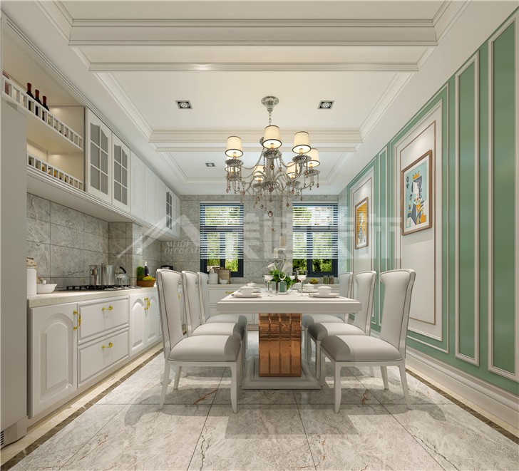艾美瀟湘150平簡歐風(fēng)裝修案例圖—餐廳