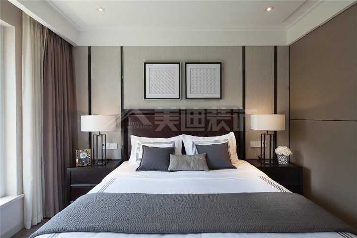 恒基凱旋門132平新中式風(fēng)裝修案例圖—臥室