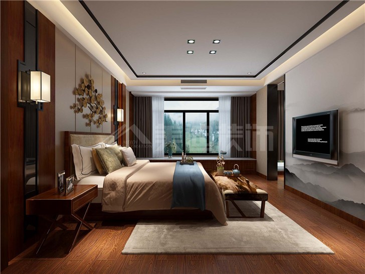 海倫春天174平中式風(fēng)裝修案例圖—臥室