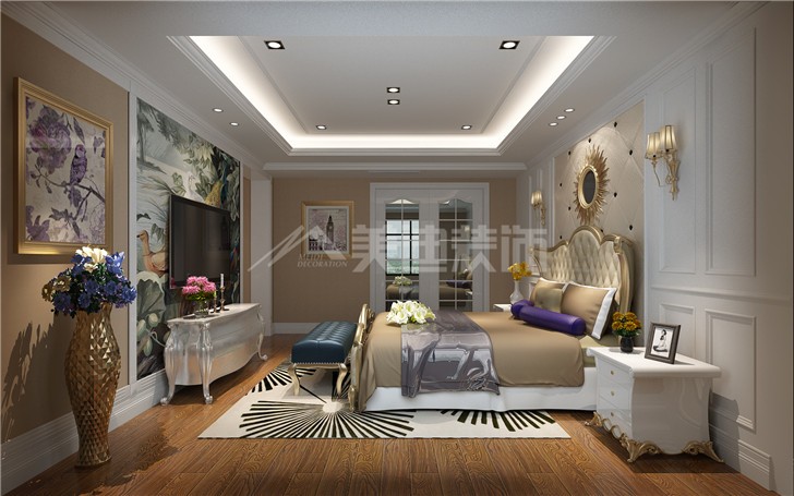 艾美瀟湘150平簡歐風(fēng)裝修案例圖—臥室