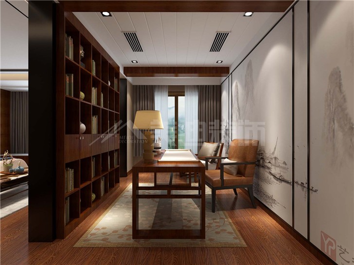 海倫春天174平中式風(fēng)裝修案例圖—書房