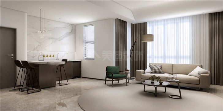 梅溪湖金茂悅120平現(xiàn)代風裝修案例圖—客廳