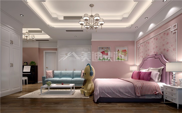 自建別墅280平新中式風(fēng)裝修案例圖—女兒房