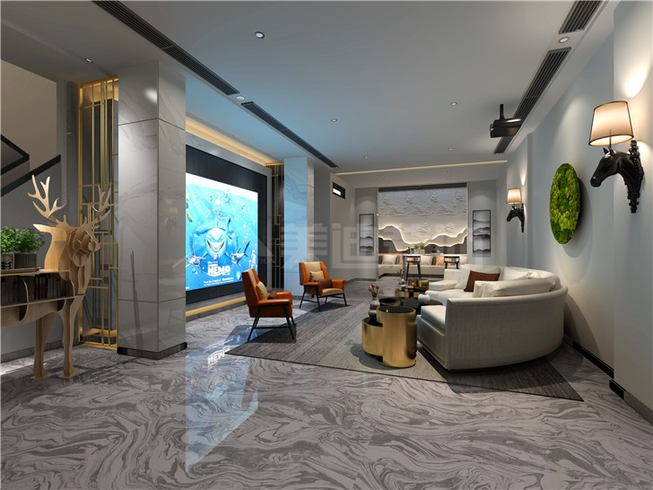 中建悅和城140平現(xiàn)代風(fēng)裝修案例圖—客廳