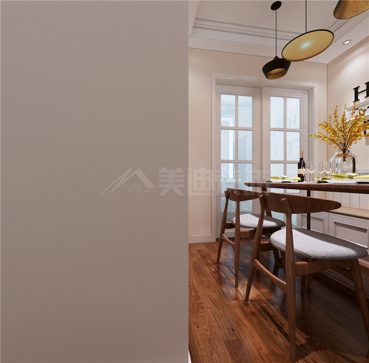 宜家湘頌104平現(xiàn)代簡(jiǎn)約風(fēng)裝修案例圖—餐廳