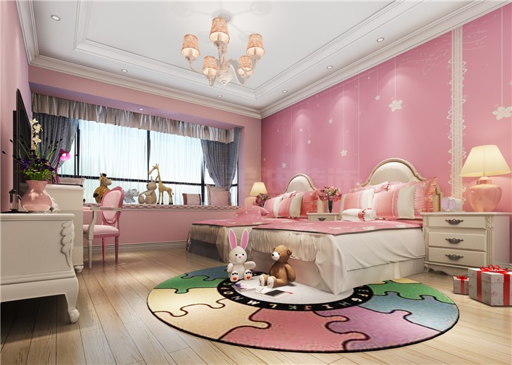 碧桂園201平現(xiàn)代風裝修案例圖—女兒房