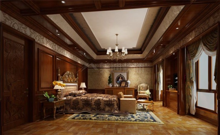 碧桂園800平美式風(fēng)裝修案例圖—主人房