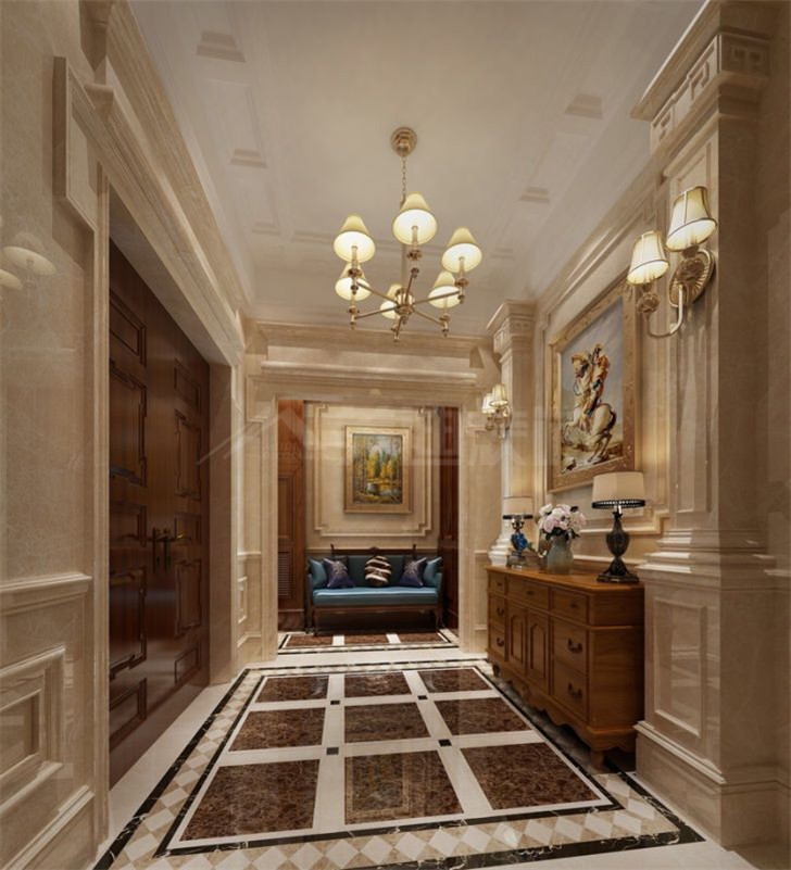 碧桂園800平美式風(fēng)裝修案例圖—門廳