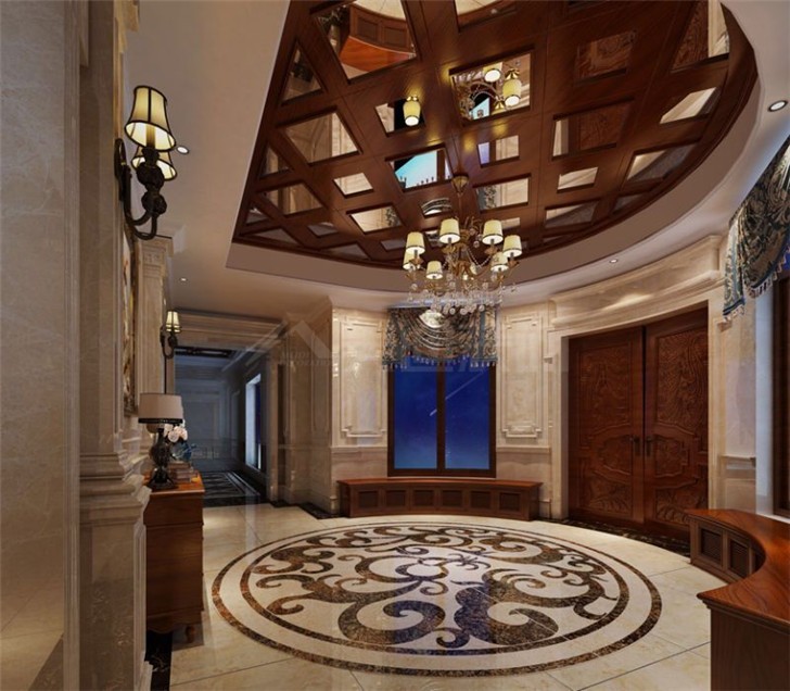 碧桂園800平美式風(fēng)裝修案例圖—后廳