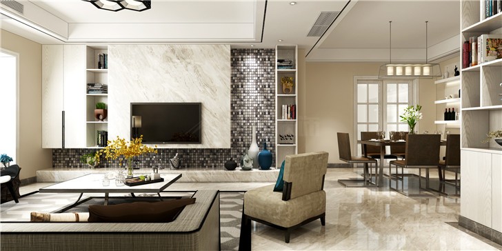 科大佳園126平現(xiàn)代風(fēng)裝修案例圖—客餐廳