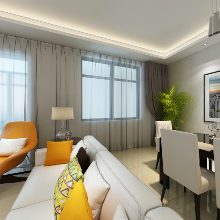 星月綠洲102平現(xiàn)代風裝修案例圖—客廳