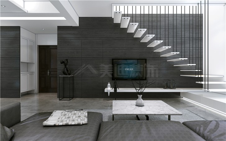 綠地海外灘160平現(xiàn)代簡約風裝修案例圖—客廳