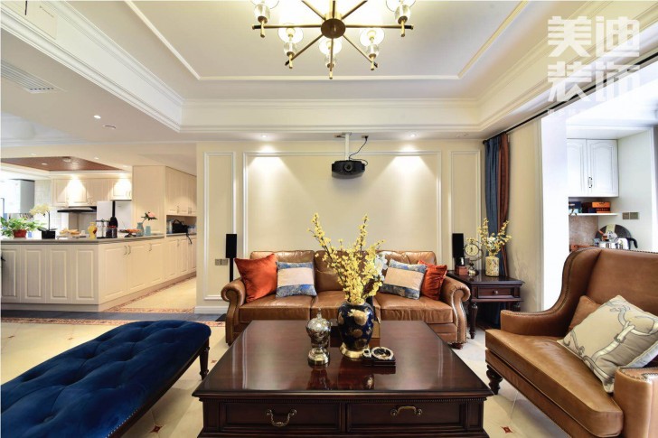 八方小區(qū)160平小美風(fēng)格裝修案例圖-客廳