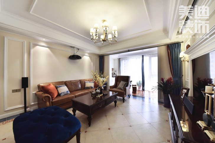 八方小區(qū)160平小美風(fēng)格裝修案例圖-客廳