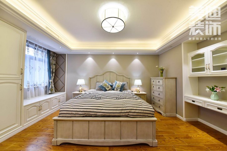 八方小區(qū)160平小美風(fēng)格裝修案例圖-臥室