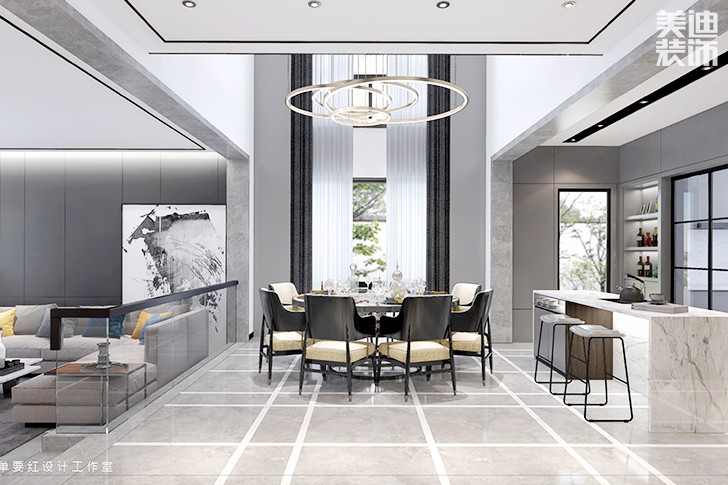 萬境水岸280平米混搭新中式裝修效果圖--餐廳