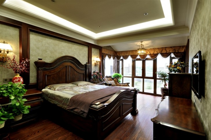 380㎡別墅鄉(xiāng)村美式實(shí)拍-臥室