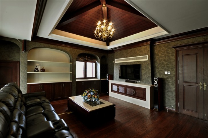 380㎡別墅鄉(xiāng)村美式實(shí)拍-客廳