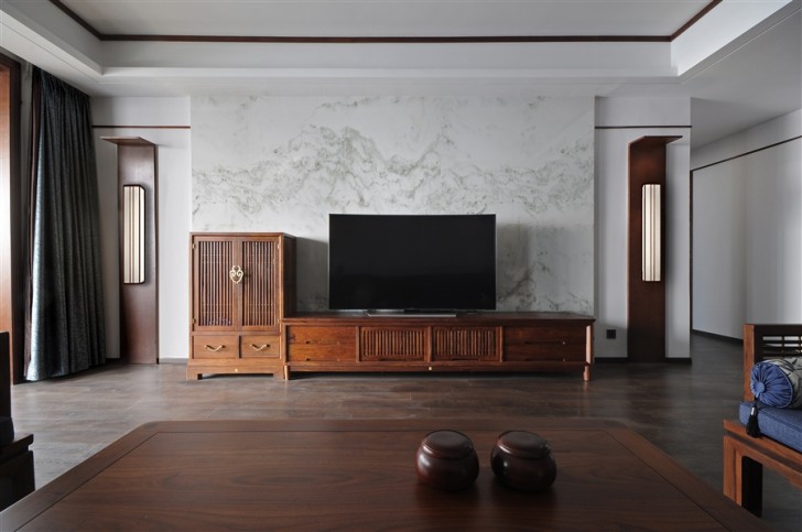 江北明珠132㎡新中式實拍-客廳