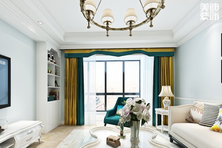 星商大廈117平米小美風(fēng)格裝修效果圖-客廳