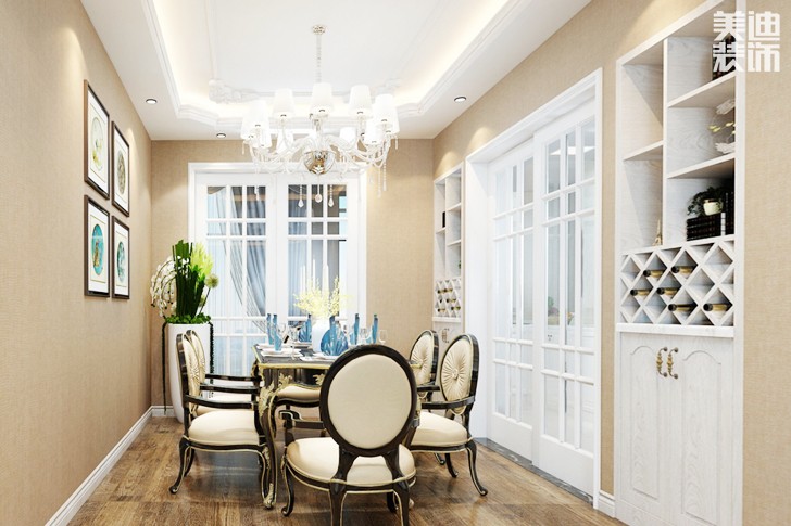 檀香山180平簡(jiǎn)歐風(fēng)格裝修效果圖-餐廳