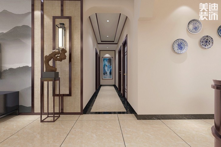珠山國(guó)際150平米中式風(fēng)格裝修效果圖-過(guò)道