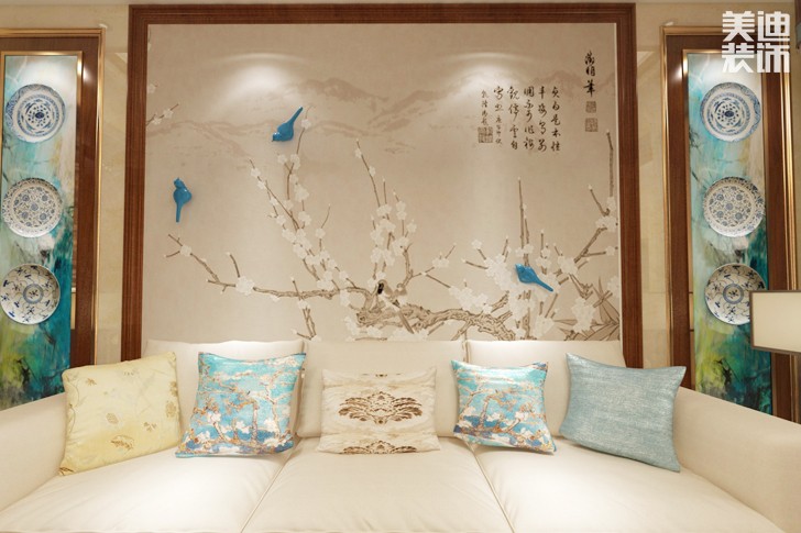 五礦 ? 萬境水岸新中式140平米裝修效果圖--客廳