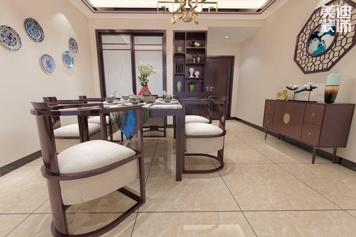 珠山國(guó)際150平米中式風(fēng)格裝修效果圖-餐廳
