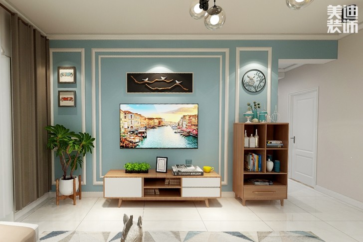 金僑城清新北歐110平米裝修效果圖--客廳