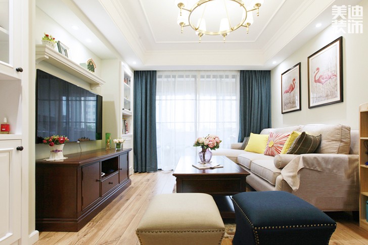 新華名苑80㎡優(yōu)雅小美風格實拍-客廳
