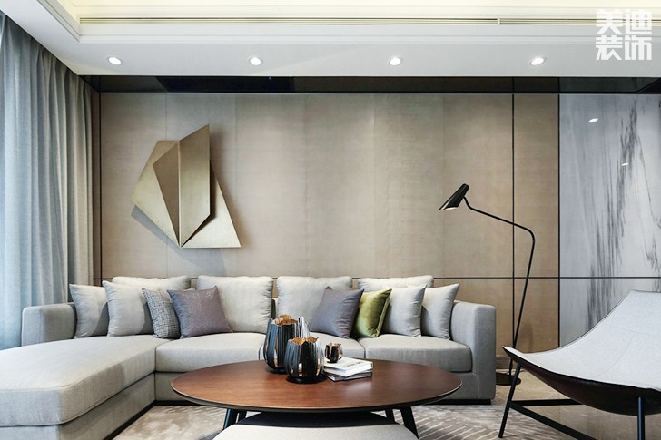 水映名城130㎡現(xiàn)代簡約效果圖-客廳