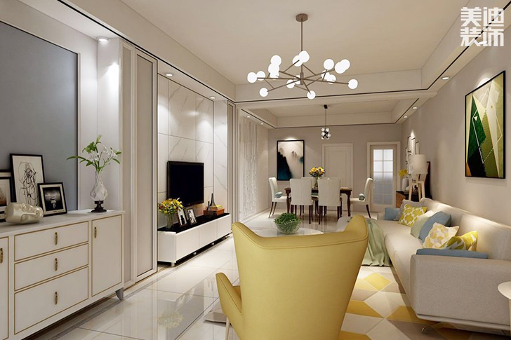 領(lǐng)御大廈現(xiàn)代簡(jiǎn)約120平米裝修效果圖--客廳