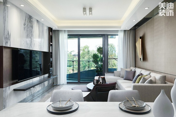 水映名城130㎡現(xiàn)代簡約效果圖-客廳