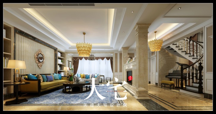 400平米簡(jiǎn)歐效果圖--客廳