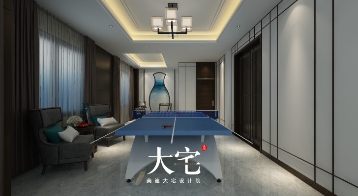 新中式300平米效果圖--娛樂室
