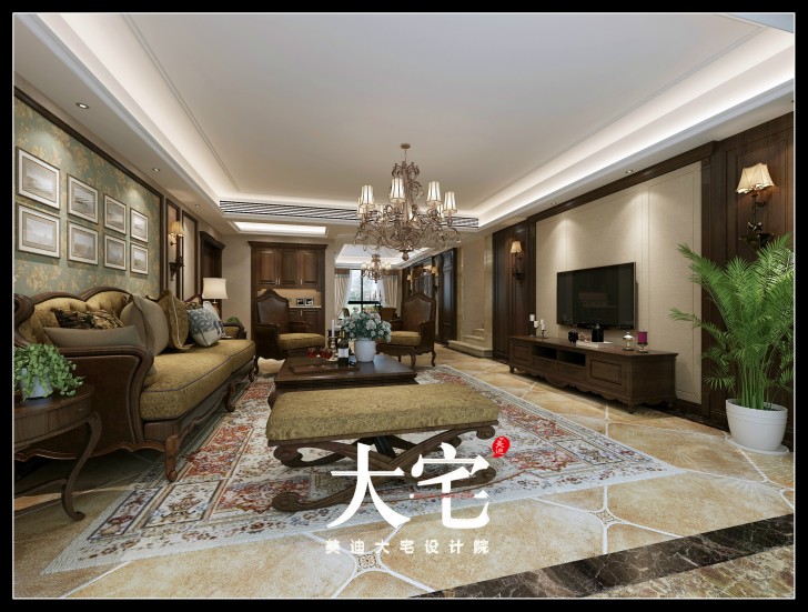 岳陽(yáng)碧桂園300平米歐式風(fēng)格裝修效果圖--客廳