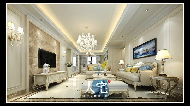 岳陽碧桂園180平米現(xiàn)代歐式風(fēng)格裝修效果圖--客廳