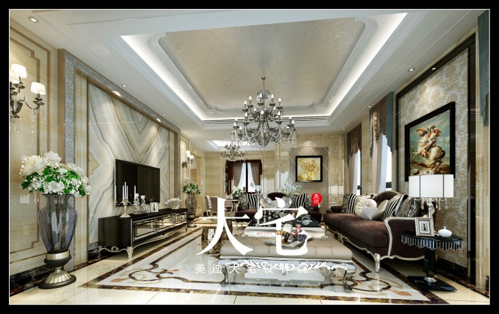 岳陽(yáng)碧桂園300平米歐式風(fēng)格裝修效果圖--客廳