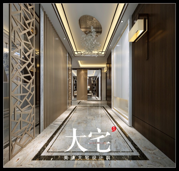新中式300平米效果圖--過道