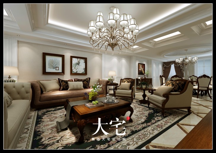 岳陽(yáng)棠溪人家400平米新中式風(fēng)格效果圖--客廳