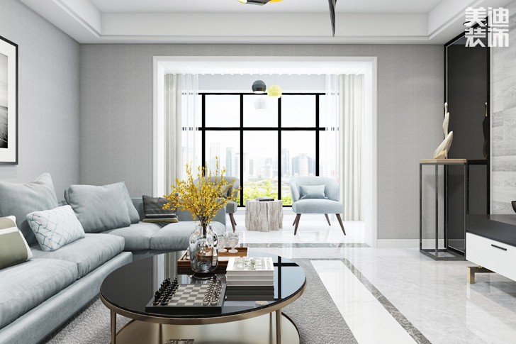 紫晶臺(tái)170平米新中式案例效果圖--客廳