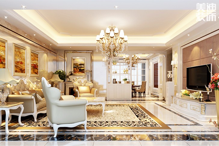 碧桂園現(xiàn)代歐式裝修風(fēng)格效果圖--客廳