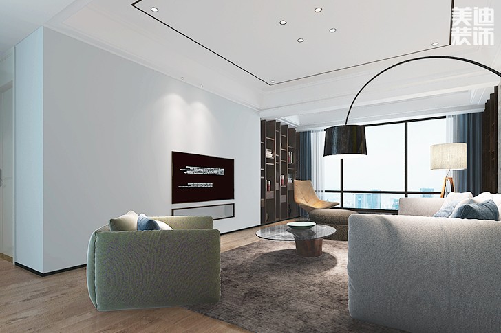 潤景園142㎡現(xiàn)代簡約裝修效果圖--客廳5