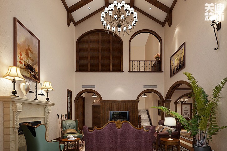 北歐小鎮(zhèn)150平米歐式風(fēng)格裝修效果圖--客廳