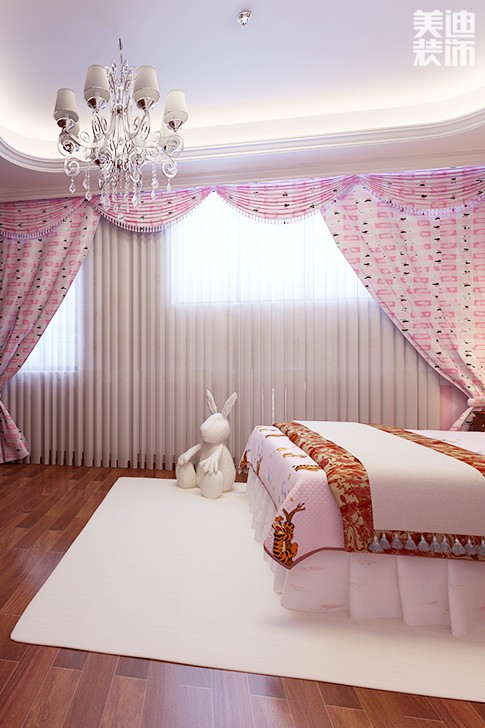 恒大華府復(fù)式樓200平新中式效果圖--女孩房1