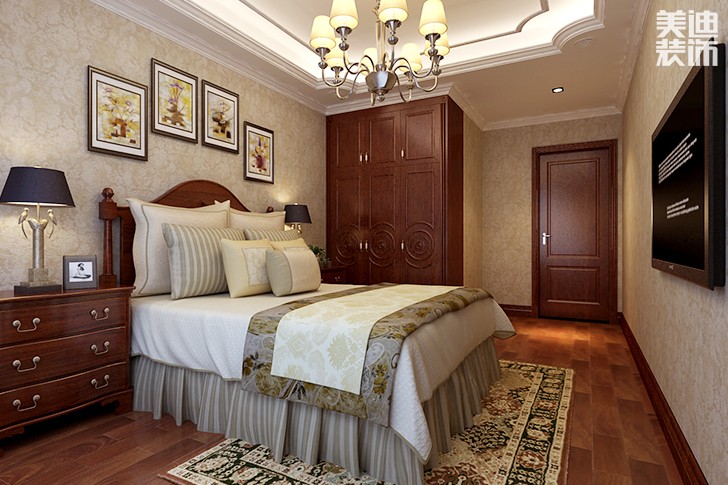 恒大華府復(fù)式樓200平新中式效果圖--客房01
